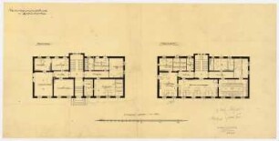 Direktionsgebäude der Vereinigten Chemischen Fabriken, Staßfurt-Leopoldshall: Grundriss EG und 1.OG, 1:100