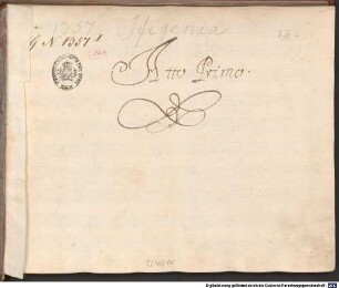 Ifigenia in Aulide, V (8), strings, tr (2) - BSB Mus.ms. 20887 : [with pencil:] Ifigenia // Atto Primo (- Terzo) // [spine title:] IFIGE // NIA. // ATTO // I. (-III.)