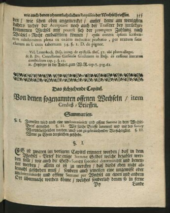 Das sechszehende Capitel. Von denen sogenannten offenen Wechseln, item Credits-Brieffen.