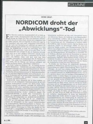 NORDICOM droht der "Abwicklungs"-Tod