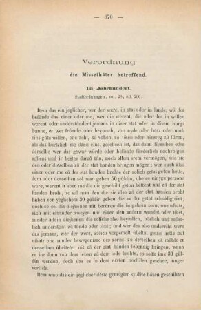Verordnung die Missethäter betreffend