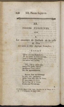XII. Pieces Fugitives.