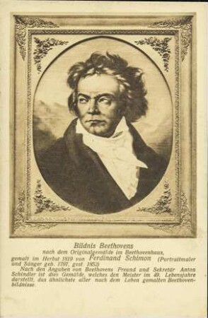Bildnis Beethovens – nach dem Originalgemälde im Beethovenhaus