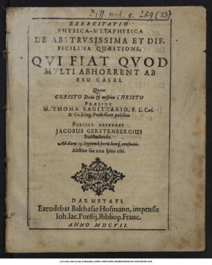 Exercitatio Physica-Metaphysica De Abstrusissima Et Difficilima Quaestione, Qui Fiat Quod Multi Abhorrent Ab Esu Casei