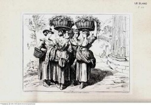 Nuova raccolta di cinquanta costumi de' contorni di Roma compresi diversi fatti di briganti : cominciati l'anno 1819, compiti nel 1822 / disegnati ed incisi all'acqua forte da Bartolomeo Pinelli, Roma : Gio. Scudellari, 1823Römerinnen kehren von der Weinernte zurück; tav.[3] - Stiche aus Nuova raccolta di cinquanta costumi de' contorni di Roma..., Rom 1823