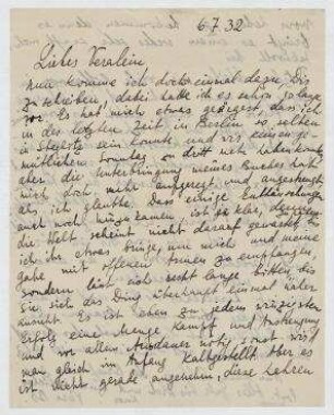 Brief von Vera Broido an Vera Hausmann. [Jershöft]