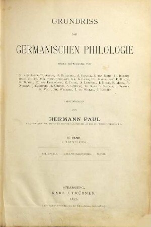 Grundriss der germanischen Philologie, 2,1. Heldensage. Literaturgeschichte. Metrik