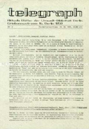 Nachrichtenblatt der Umweltbibliothek Berlin - Sachkonvolut