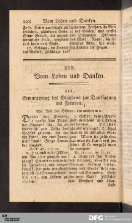 XVII. Vom Loben und Danken.
