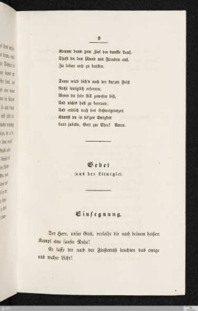 Gebet, Einsegnung, Gedicht