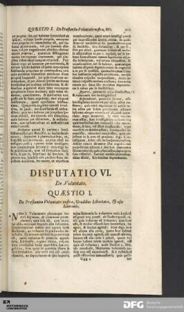 Disputatio VI. De Voluntate.