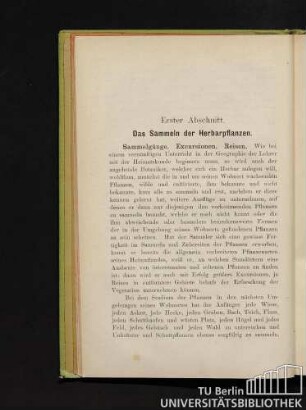 Erster Abschnitt. Das Sammeln der Herbarpflanzen.