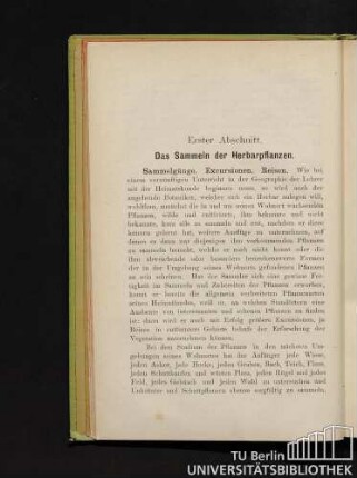 Erster Abschnitt. Das Sammeln der Herbarpflanzen.