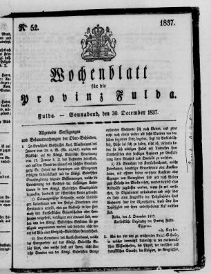 Nr. 52, Ausgabe vom 30. Dezember 1837