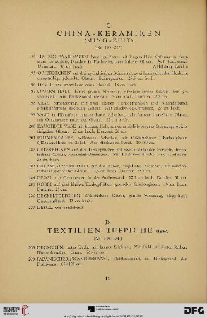 D. Textilien, Teppiche usw. (Nr. 208-224)