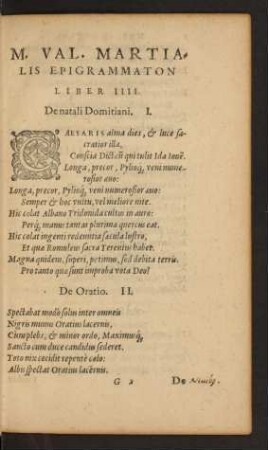 M. Val. Martialis Epigrammaton Liber IIII.