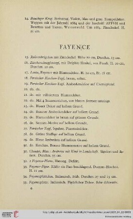Fayence (Nr. 15-70)