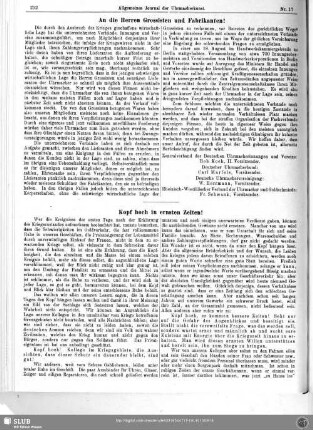An die Herren Grossisten und Fabrikanten