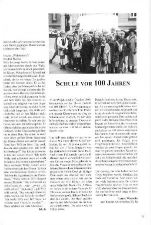 Schule vor 100 Jahren