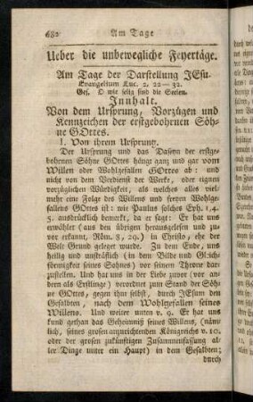 682-805, Über die unbeweglichen Feyertäge.