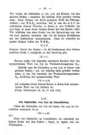 § 13. Die Nullstellen von f (z) im Unendlichen.