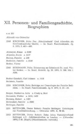 XII. Personen- und Familiengeschichte, Biographien