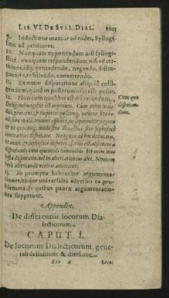 Appendix. De differentiis locorum Dialecticorum.