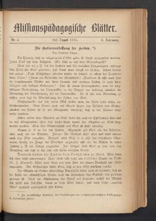 Nr. 4. Juli-August 1915. 3. Jahrgang