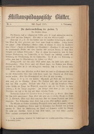 Nr. 4. Juli-August 1915. 3. Jahrgang