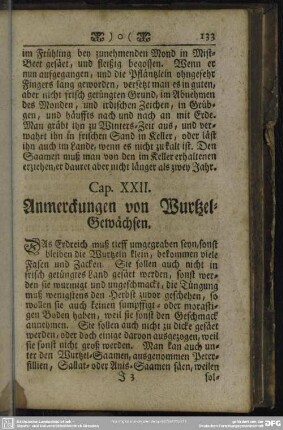 Cap. XXII. Anmerckungen von Wurtzel-Gewächsen