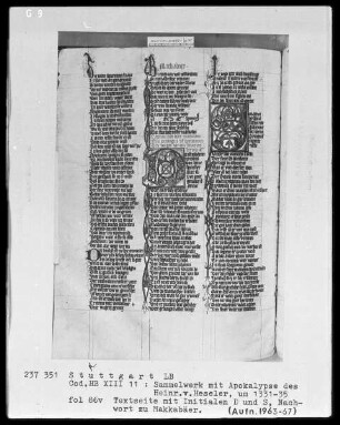 Sammelwerk mit Apokalypse des Heinrich von Hesler & Christherrenchronik — ---, Folio 52recto-96recto---, Folio 52recto-96recto---, Folio 86 versoTextblatt