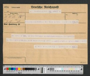 Telegramm an Werner von Melle