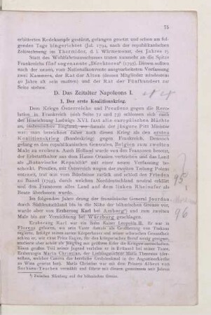 D. Das Zeitalter Napoleons I.
