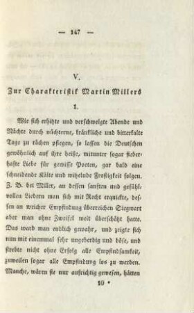 V. Zur Charakteristik Martin Millers