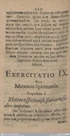 Exercitatio IX. De Meteoris Spirituosis.