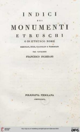 Index: Monumenti Etruschi o di Etrusco nome