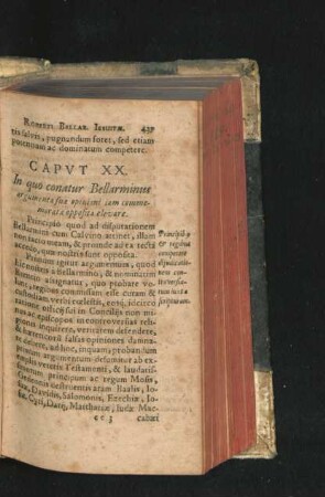 Caput XX. In quo conatur Bellarminus argumenta suae opinioni iam commemoratae opposita elevare.