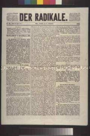 Zeitung: Der Radikale Nr. 85; Wien, 23. September 1848