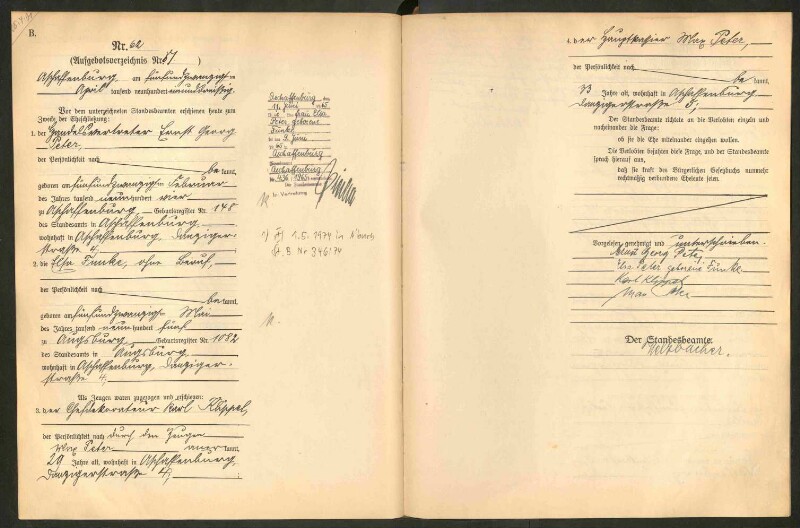 Standesamtsbuch der Stadt Aschaffenburg: Eheschließungen 252/1930 - 130/1931