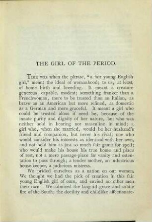 The girl of the period and other social essays