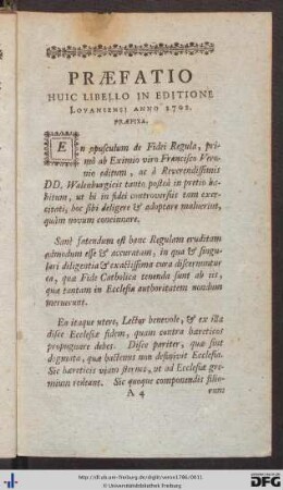 Praefatio Huic Libello In Editione Lovaniensi Anno 1702. Praefixa.