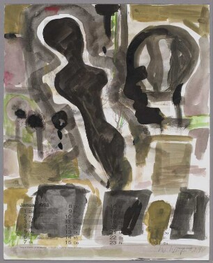 Januar-Landschaft mit Kopf und Torso