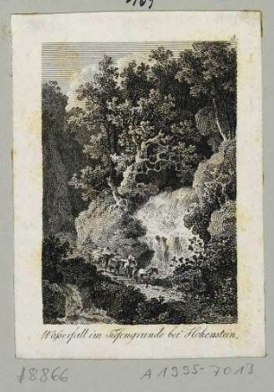 Der Wasserfall im Tiefen Grund bei Hohnstein in der Sächsischen Schweiz, aus Beckers Taschenbuch zum geselligen Vergnügen 1807