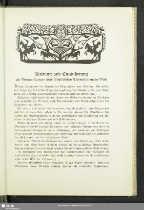 Bindung und Entäußerung als Voraussetzungen einer schöpferischen Lebenshaltung im Volk