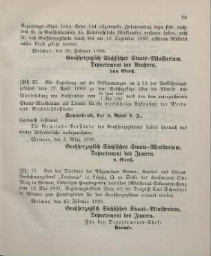 21. Ministerial-Bekanntmachung, betreffend Wechsel in der Hauptagentur der Allgemeinen Renten-, Kapital- und Lebens-Versicherungsbank "Teutonia" in Leipzig