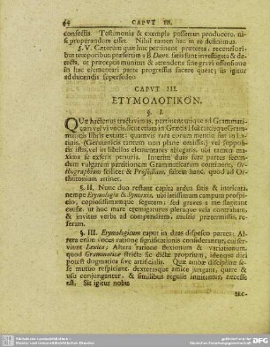 III. De etymologia et lexica