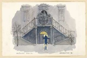Skizzen: Treppe Villa Saracini mit Soldaten