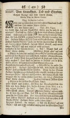 XXXIV. Von Kranckheit, Tod und Sterben.