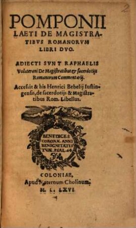 De magistratibus Romanorum Libri duo