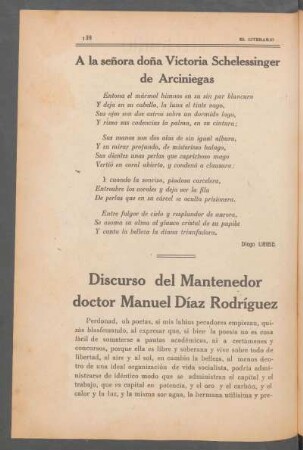 Discurso del mantenedor doctor Manuel Díaz Rodríguez